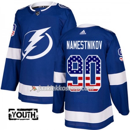 Lapsille NHL Tampa Bay Lightning Pelipaita Vladislav Namestnikov 90 Adidas 2017-2018 Sininen USA Flag Fashion Authentic